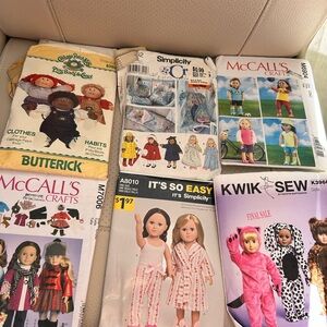 4/$100 American girl doll sew Assorted Doll Clothes Sewing Patterns